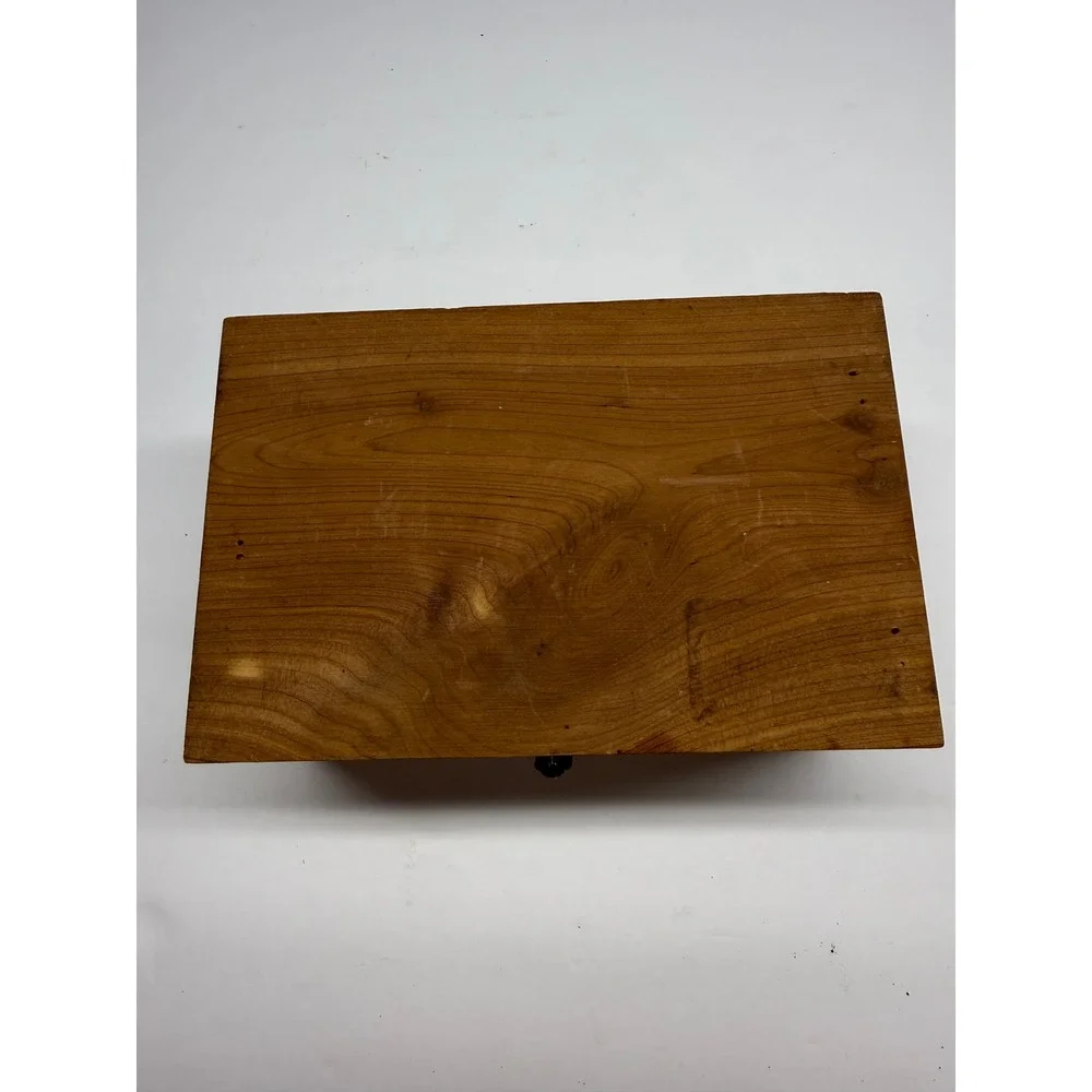 Vintage Cedar Wood Mother Poem Keepsake Box Floral Engraved Jewelry Chest 6x5
